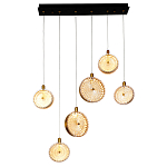 Подвесной светильник с плафонами из рельефного стекла Peony Glass Bronze Six варинант исполнения - 2 | Loft Concept в Костроме