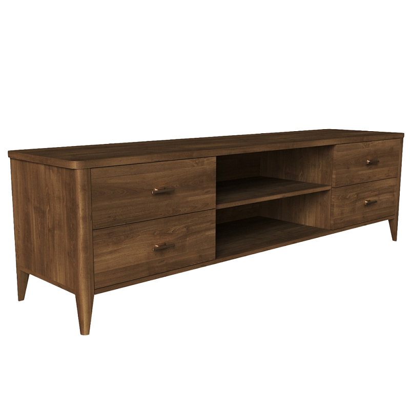ТВ-тумба с 4-мя ящиками и полками из массива бука Tasteful Furniture Коричневый ТВ-тумба с 4-мя ящиками и полками из массива бука Tasteful Furniture Коричневый в Костроме | Loft Concept