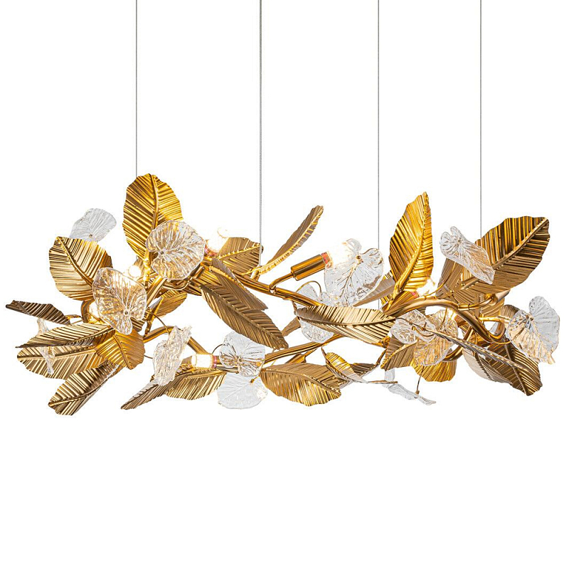 Люстра на ветвистом каркасе с листьями Golden Wreath Золотой Белый Люстра на ветвистом каркасе с листьями Golden Wreath Золотой Белый в Костроме | Loft Concept