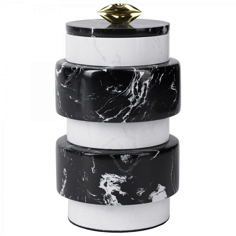 Kelly Wearstler LARGE MELANGE JAR Белый Черный Глянцевое золото Kelly Wearstler LARGE MELANGE JAR Белый Черный Глянцевое золото в Костроме | Loft Concept