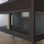 Витрина Primo со стеклянными фасадами и 2 ящиками Темный орех варинант исполнения - 3 | Loft Concept в Костроме