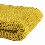 Плед из хлопка жемчужной вязки горчичного цвета Waffle Comfort варинант исполнения - 2 | Loft Concept в Костроме