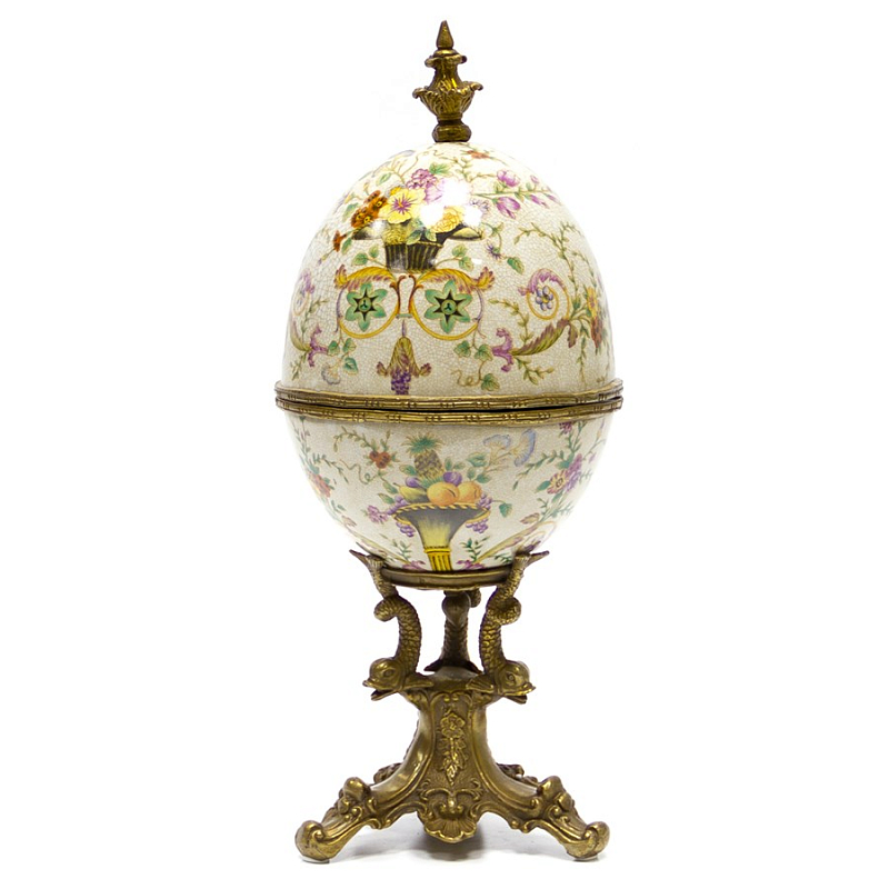 Шкатулка Egg Box Floral Motifs Бежевый Бронза Шкатулка Egg Box Floral Motifs Бежевый Бронза в Костроме | Loft Concept