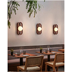 Настенный светильник овальный с деревянным основанием Wood Wall Lamp варинант исполнения - 1 | Loft Concept в Костроме