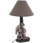 Настольная лампа с абажуром Дракон Silver Red Dragon Коричневый абажур варинант исполнения - 1 | Loft Concept в Костроме