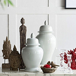 Ваза белая с крышкой однотонная Chinoiserie Ceramics варинант исполнения - 4 | Loft Concept в Костроме