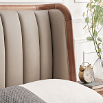 Кровать двуспальная с мягким изголовьем Moon Walnut Bed варинант исполнения - 6 | Loft Concept в Костроме