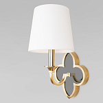 Бра с белым текстильным абажуром и фигурным основанием с зеркальной вставкой Vitorino варинант исполнения - 1 | Loft Concept в Костроме