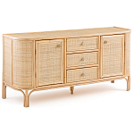 Длинный комод из ротанга с дверцами и ящиками Simone Rattan Chest of Drawers варинант исполнения - 2 | Loft Concept в Костроме