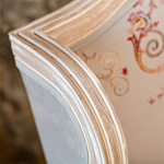 Двухместный диван из массива бука серый с растительным орнаментом Raffael Blue Grey Sofa варинант исполнения - 4 | Loft Concept в Костроме