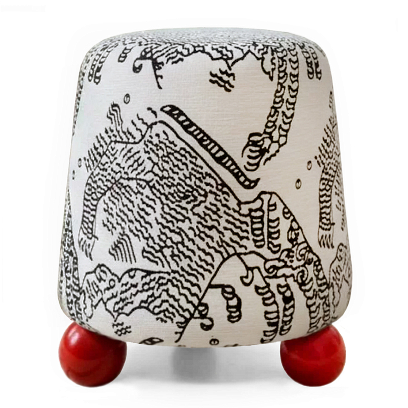 Пуф Wakonda Черно-Белый с красными ножками Белый Черный Красный в Костроме | Loft Concept 