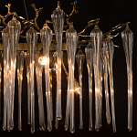 Люстра подвесная прямоугольная с бронзовыми акцентами и прозрачными стеклянными каплями Droplet Chandelier варинант исполнения - 6 | Loft Concept в Костроме