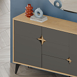 Комод цвета древесины с 3-мя дверцами и выдвижным ящиком темно-серого цвета SPARK CONSOLE OAK ANTHRACITE варинант исполнения - 3 | Loft Concept в Костроме