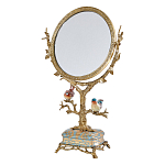 Зеркало с бронзовой подставкой в виде дерева и фарфоровыми птичками на голубом основании Eden Garden варинант исполнения - 1 | Loft Concept в Костроме