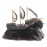 Часы настольные в виде парусника из натурального камня Обсидиан Sailboat Stone Clock варинант исполнения - 6 | Loft Concept в Костроме