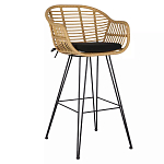 Стул барный с ротанговым плетением Half Bar Chair with Wicker с подлокотниками варинант исполнения - 2 | Loft Concept в Костроме
