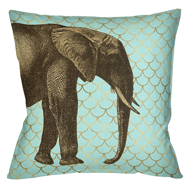 Подушка Safari light blue elephant Бирюзовый Глянцевое золото Подушка Safari light blue elephant Бирюзовый Глянцевое золото в Костроме | Loft Concept