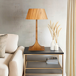 Настольная лампа со скошенным конусовидным абажуром и фигурной ножкой в цвете тик Accord Lighting варинант исполнения - 7 | Loft Concept в Костроме