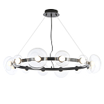 Люстра подвесная круглая с 12-ю прозрачными куполообразными плафонами и черным металлическим основанием Flos Wireline Lighting варинант исполнения - 1 | Loft Concept в Костроме