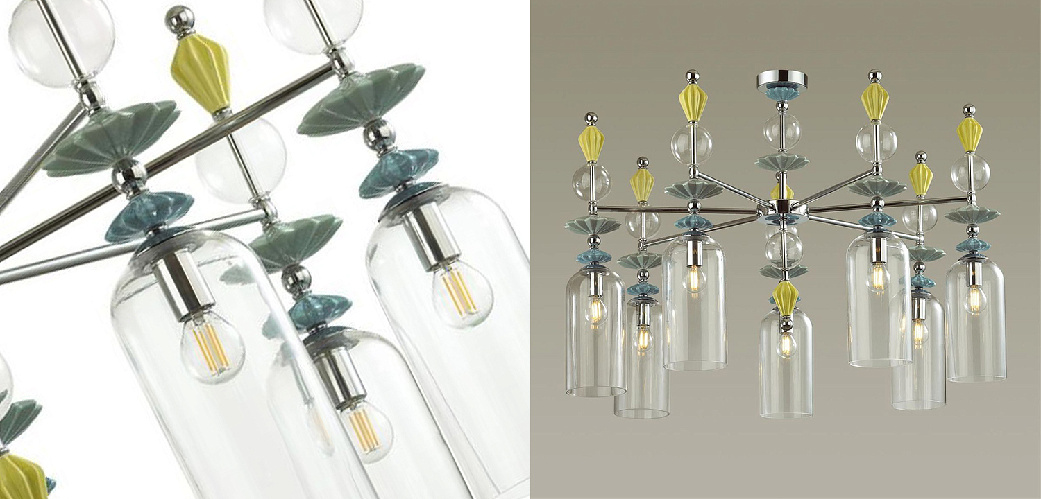 Люстра Iris Glass Chandelier candy 7 chrome Люстра Iris Glass Chandelier candy 7 chrome - Loft-Concept в Костроме