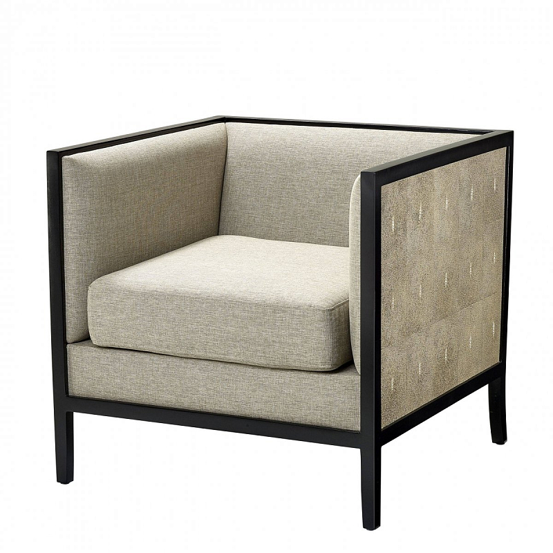 Кресло Eichholtz Chair Lauriston Grey Бежево-серый Черный в Костроме | Loft Concept 