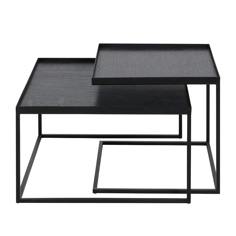 Комплект столиков с квадратными столешницами черные Black Table Combination Черный Комплект столиков с квадратными столешницами черные Black Table Combination Черный в Костроме | Loft Concept