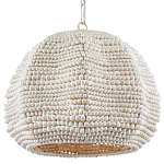 Подвесной светильник в форме купола с декором из круглых деревянных бусин White Wooden Beads Chandelier варинант исполнения - 2 | Loft Concept в Костроме