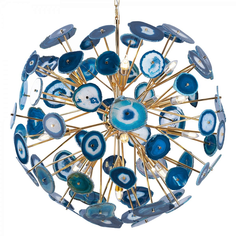 Люстра BRANQUINHO CHANDELIER AGATE blue Золотой Синий Люстра BRANQUINHO CHANDELIER AGATE blue Золотой Синий в Костроме | Loft Concept