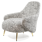 Кресло мягкое с принтом на золотистых ножках Onlooker варинант исполнения - 5 | Loft Concept в Костроме
