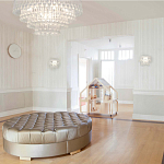 Люстра подвесная круглая с молочными стеклянными подвесками в форме капель Droplet Chandelier варинант исполнения - 4 | Loft Concept в Костроме