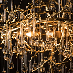 Подвесная люстра в виде ветвей деревьев золотого цвета с прозрачными подвесками-каплями 10 и 14 ламп Droplet Chandelier варинант исполнения - 6 | Loft Concept в Костроме