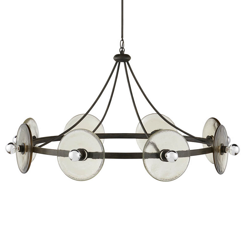 Люстра круглая с литыми стеклянными дисками Olympe Glass Chandelier Черный Прозрачное Стекло Люстра круглая с литыми стеклянными дисками Olympe Glass Chandelier Черный Прозрачное Стекло в Костроме | Loft Concept