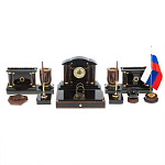 Настольный письменный набор с часами из природного камня обсидиана Peace Contract варинант исполнения - 1 | Loft Concept в Костроме