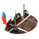 Настольный письменный набор с часами из природного камня обсидиана Oval Office варинант исполнения - 2 | Loft Concept в Костроме