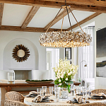 Люстра круглая с абажуром из устричных раковин Sea Ravens варинант исполнения - 4 | Loft Concept в Костроме