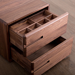 Прикроватный столик деревянный с 2-мя ящиками Moon Walnut Furniture варинант исполнения - 5 | Loft Concept в Костроме