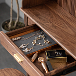 Туалетный стол деревянный с ящиком и зеркалом Moon Walnut Furniture варинант исполнения - 6 | Loft Concept в Костроме