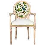Стул с подлокотниками золотистый из бука с изображением птиц и цветов Blooming Birds варинант исполнения - 1 | Loft Concept в Костроме