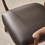 Стул деревянный с мягким сиденьем из коричневой натуральной кожи Moon Walnut Furniture варинант исполнения - 9 | Loft Concept в Костроме