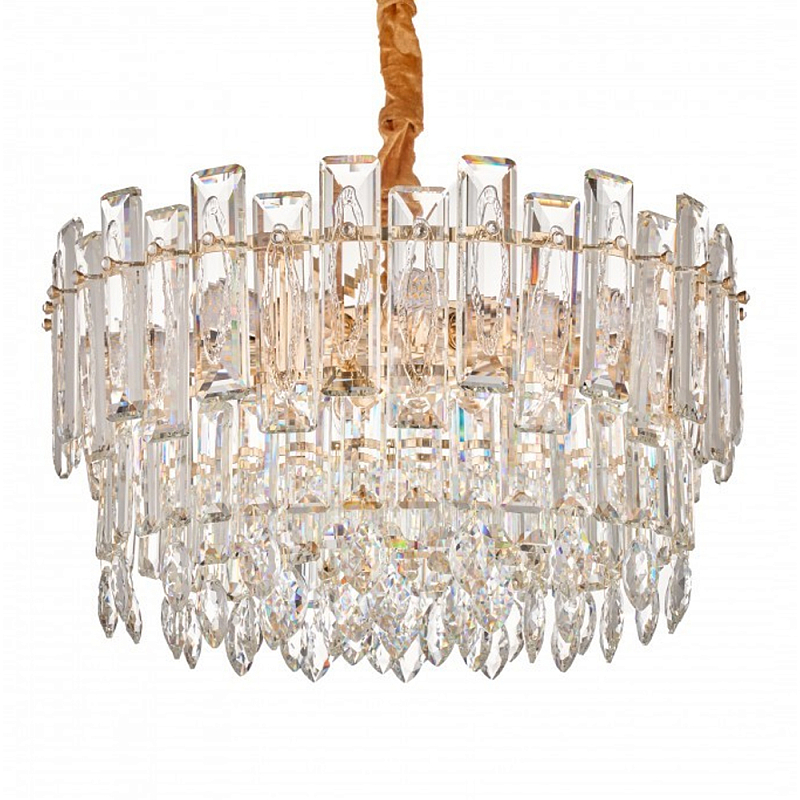 Круглая люстра с хрустальными подвесками на золотистом каркасе Gorgeous Crystal Light Золотой Прозрачный Круглая люстра с хрустальными подвесками на золотистом каркасе Gorgeous Crystal Light Золотой Прозрачный в Костроме | Loft Concept