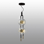 Подвесной светильник с черным основанием и золотистым декором Bruno Duo варинант исполнения - 4 | Loft Concept в Костроме