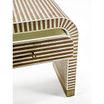 Тумбочка прикроватная с ящиком Tofino Stripes Bone Inlay Bedside Beige варинант исполнения - 3 | Loft Concept в Костроме