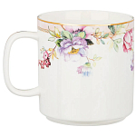 Кружка из фарфора белая с цветочным принтом 400 мл Flower Porcelain Collection варинант исполнения - 1 | Loft Concept в Костроме