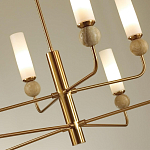 Люстра на штанге с 8-ю цилиндрическими матовыми плафонами и шарами из камня Orb Essence варинант исполнения - 11 | Loft Concept в Костроме