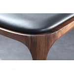 Стул деревянный с мягким сиденьем из черной натуральной кожи Moon Walnut Furniture варинант исполнения - 9 | Loft Concept в Костроме
