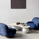 Дизайнерский журнальный стол с изогнутой столешницей на круглых ножках Rigilyr варинант исполнения - 3 | Loft Concept в Костроме