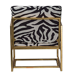 Кресло с металлическим золотистым каркасом и мягкой обивкой с чёрно-белым принтом зебры Wild animals варинант исполнения - 3 | Loft Concept в Костроме