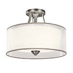 Потолочный светильник с двойным цилиндрическим плафоном из белого стекла и прозрачной органзы Kichler варинант исполнения - 7 | Loft Concept в Костроме