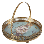 Блюдо круглое с ручкой и голубым фарфоровым дном с цветочным рисунком Blue Garden варинант исполнения - 1 | Loft Concept в Костроме