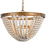 Люстра с подвесками в виде круглых деревянных белых бусин White Wooden Beads Chandelier варинант исполнения - 2 | Loft Concept в Костроме